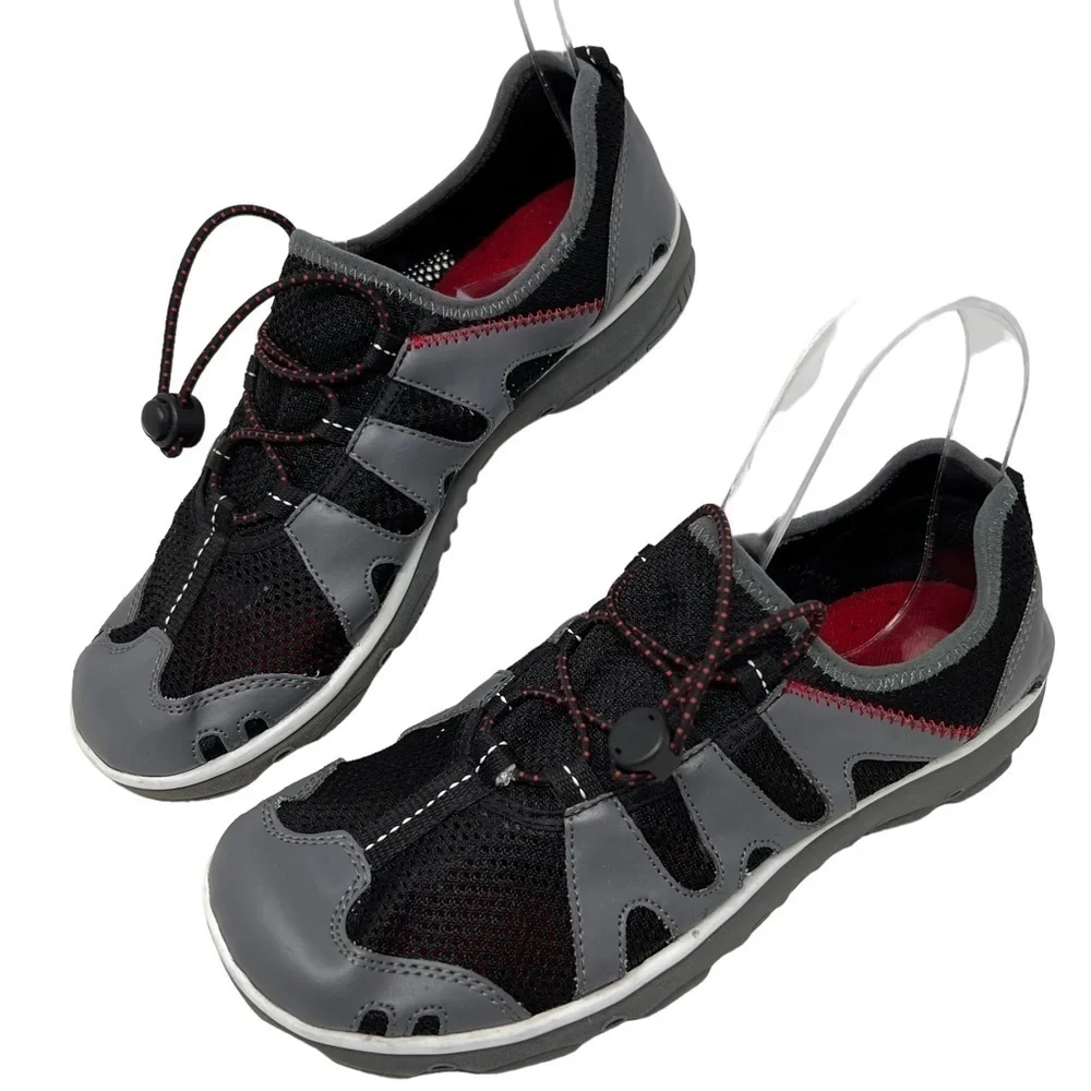 Lands End Youth Mesh Closed Toe Slip On Water Shoes Size 6M Black Gray 401375